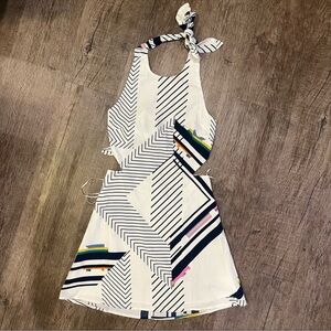 SugarLips NWT Halter Geometric Print Dress w/ cut-outs and open back
